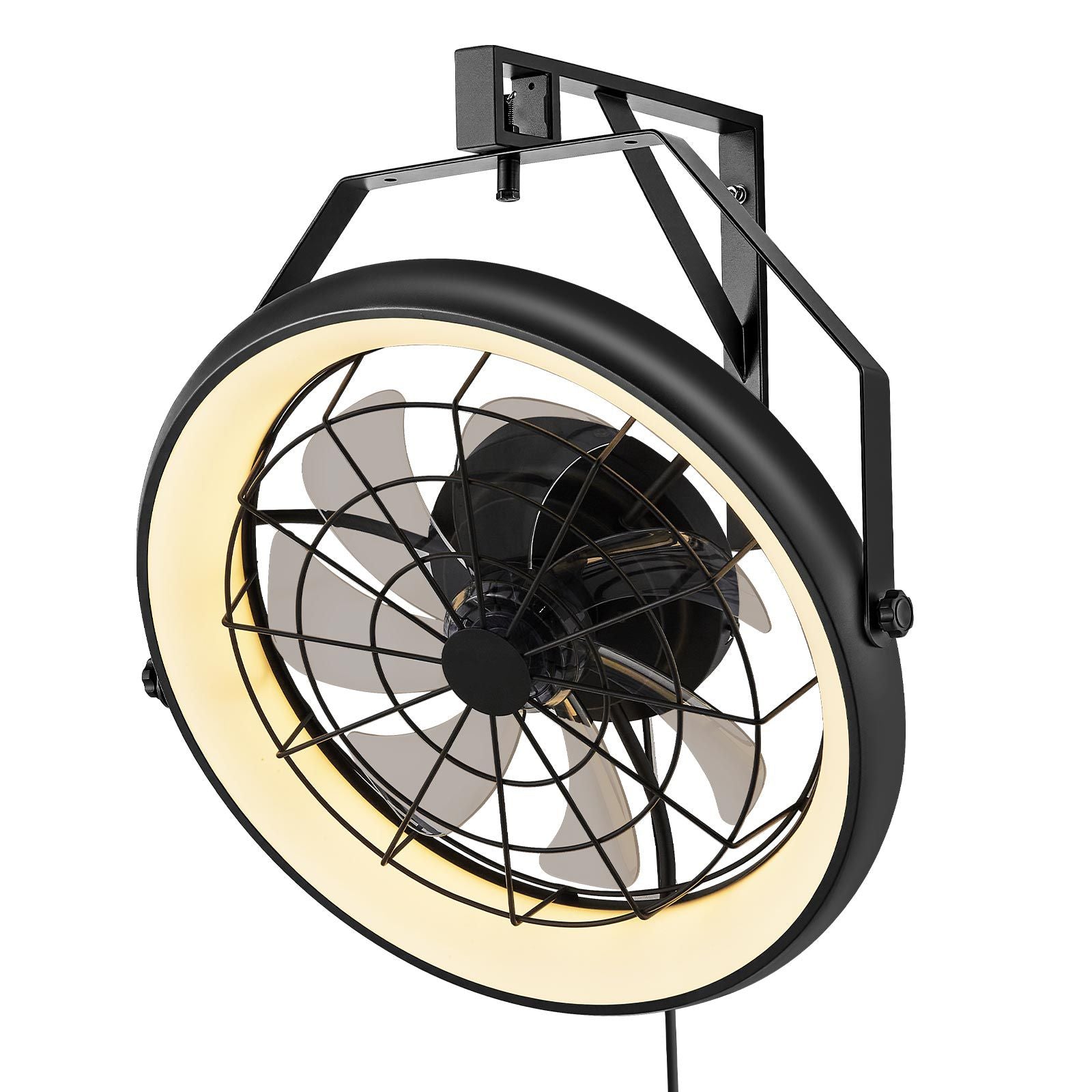 22 Wall Mount Fan with Lights and Remote – Reversible, Dimmable, 360° Tilt