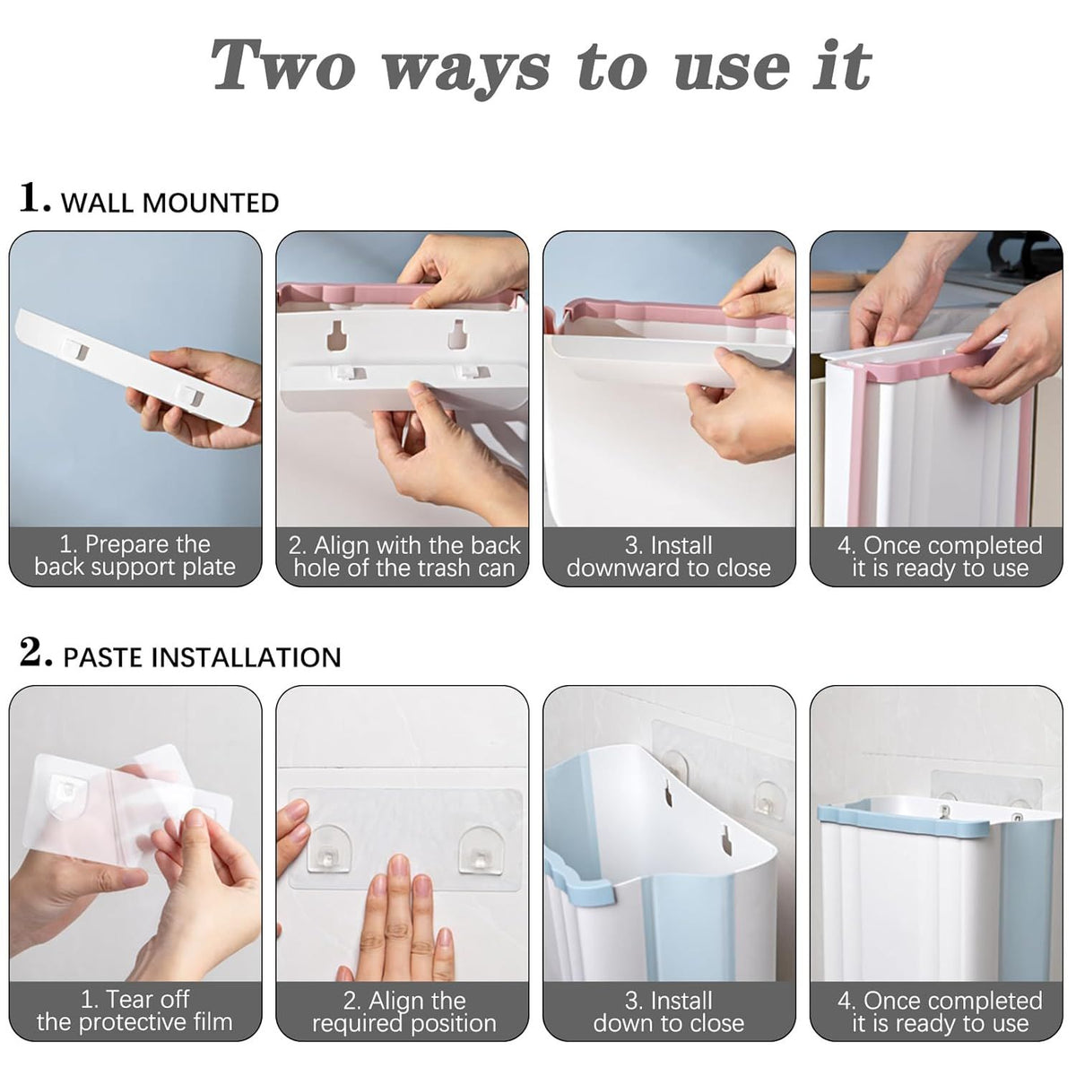 Foldable Hanging Waste Bin for Cabinet Doors