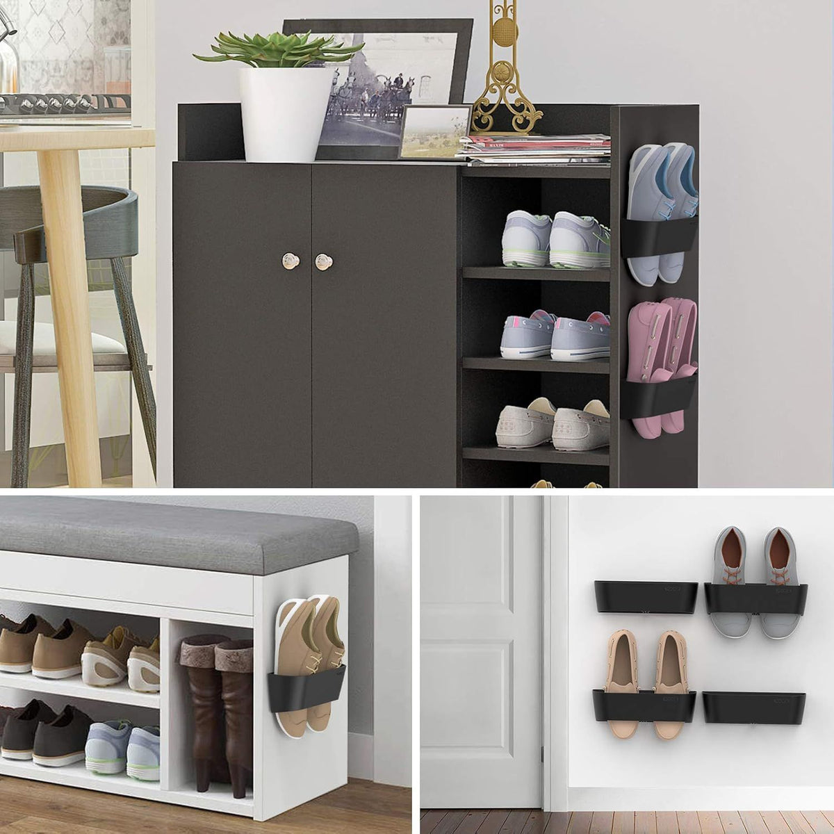 Wall Mounted Shoe Rack 4-Pack with Sticky Hanging Strips