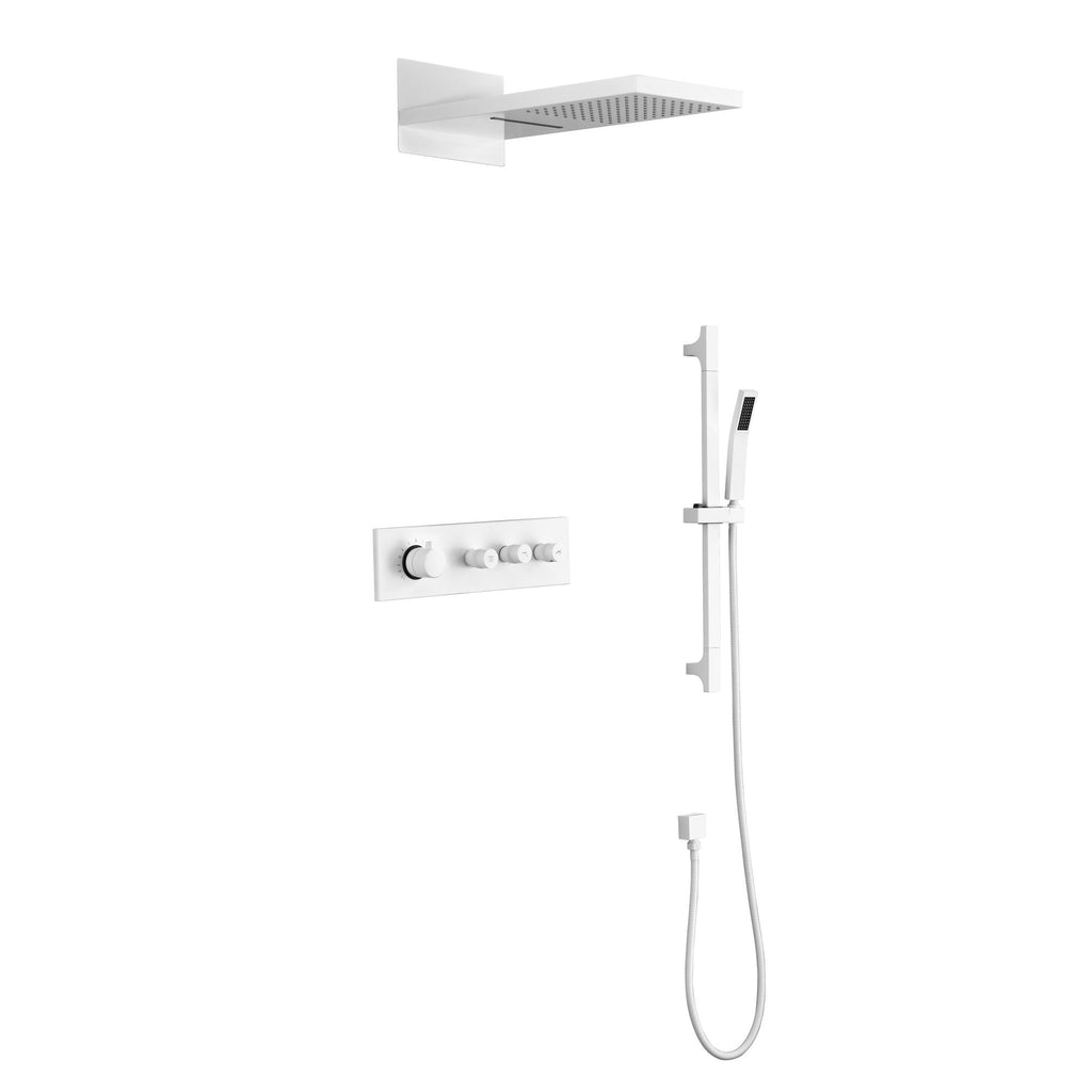 Wall-Mounted Waterfall Shower System with Hand Shower and Sliding Bar