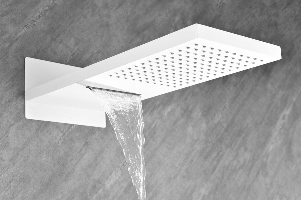 Wall-Mounted Waterfall Shower System with Hand Shower and Sliding Bar