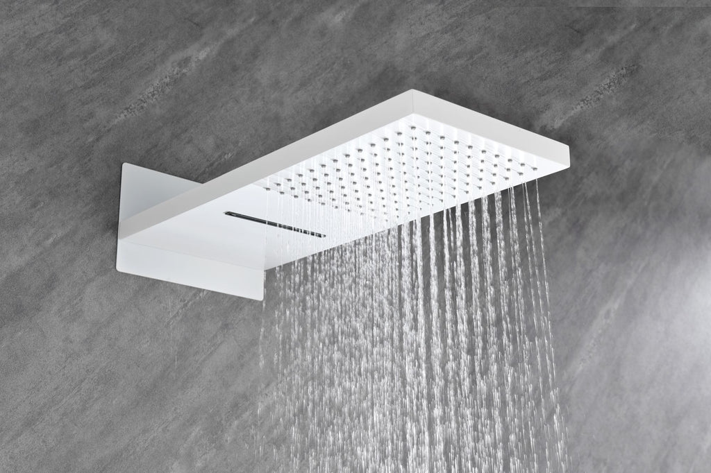 Wall-Mounted Waterfall Shower System with Hand Shower and Sliding Bar