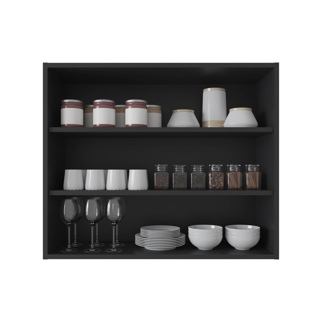 Three-Tier Black Wall Shelf for Open Storage