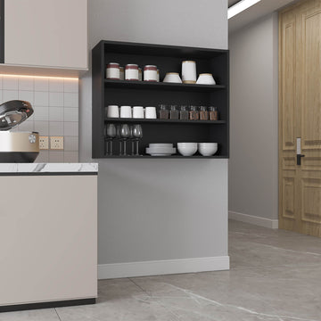 Three-Tier Black Wall Shelf for Open Storage