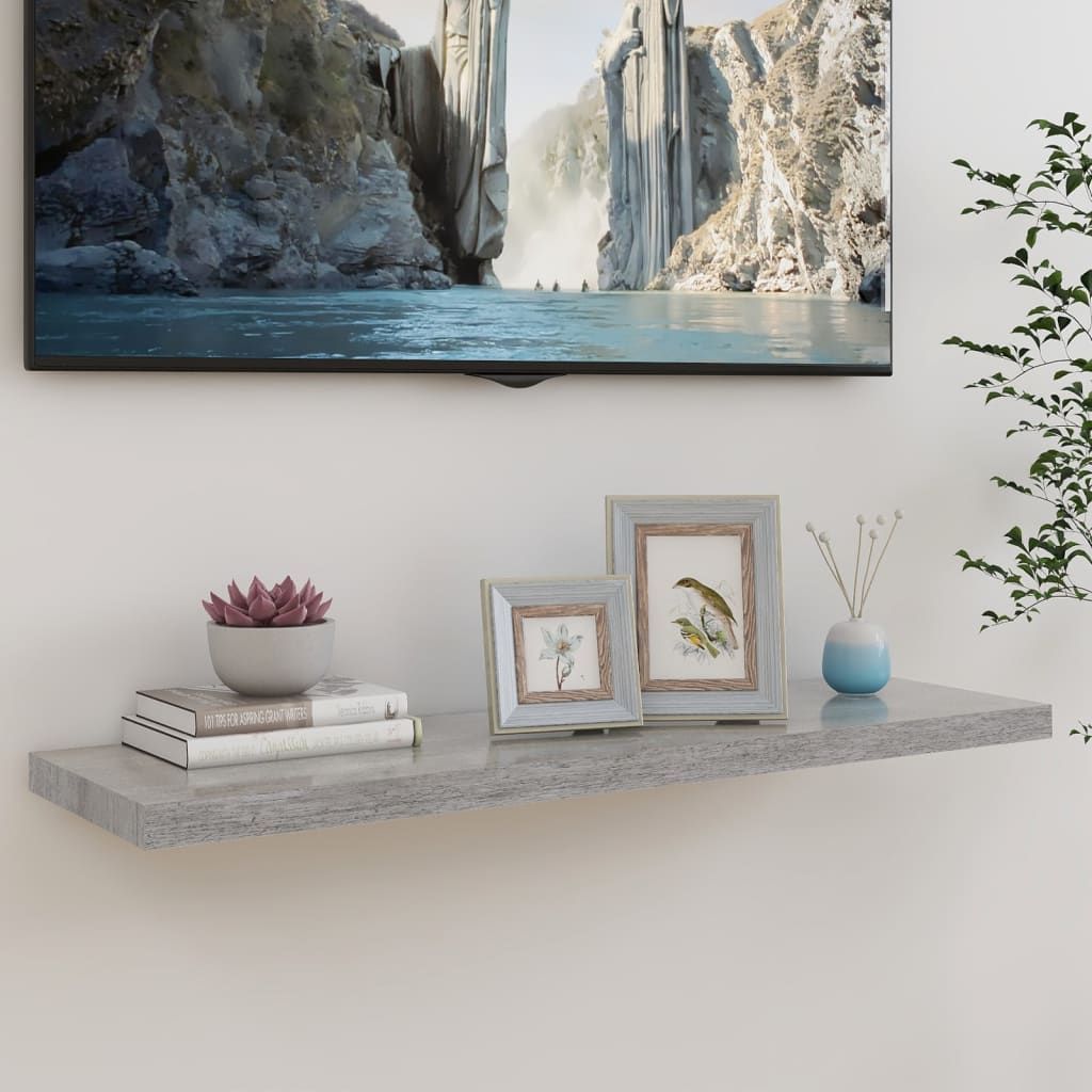 Gray Honeycomb Floating Wall Shelf 35.4