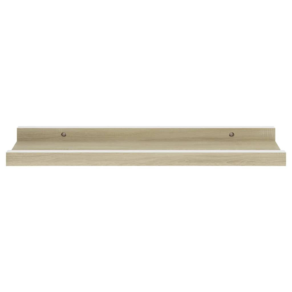 Modern Floating Wall Shelf Set of 4 - White and Oak Finish