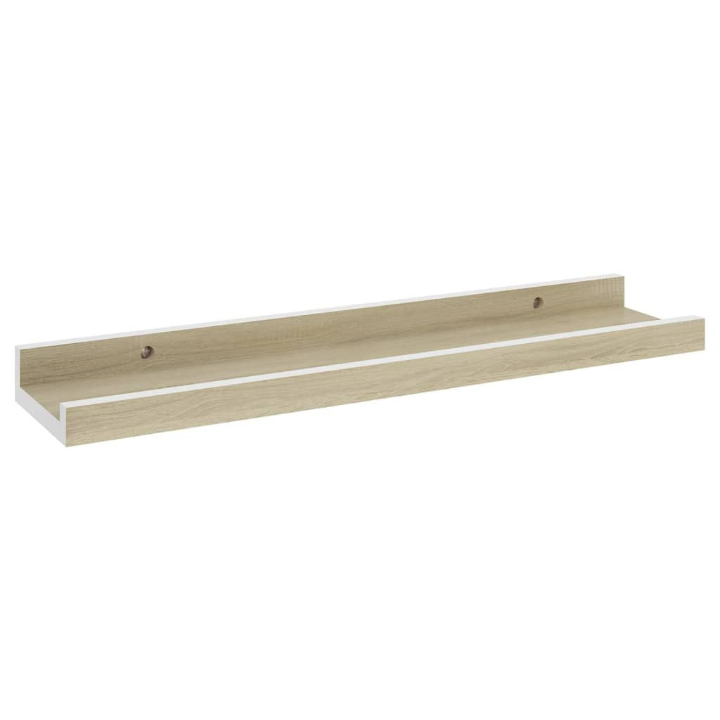 Modern Floating Wall Shelf Set of 4 - White and Oak Finish