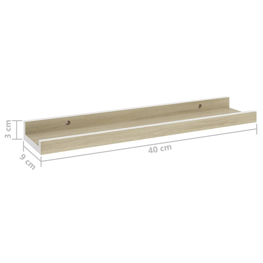 Modern Floating Wall Shelf Set of 4 - White and Oak Finish