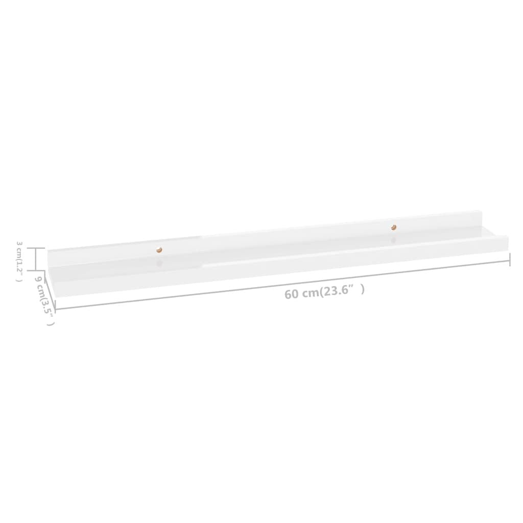 Modern High Gloss White Wall Shelves Set of 2 – Decorative Storage