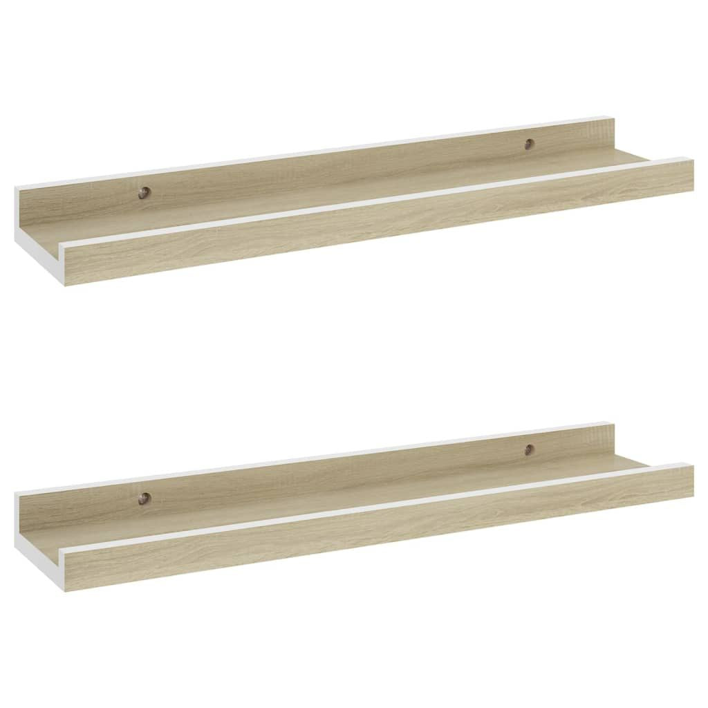 Modern White and Sonoma Oak Wall Shelves