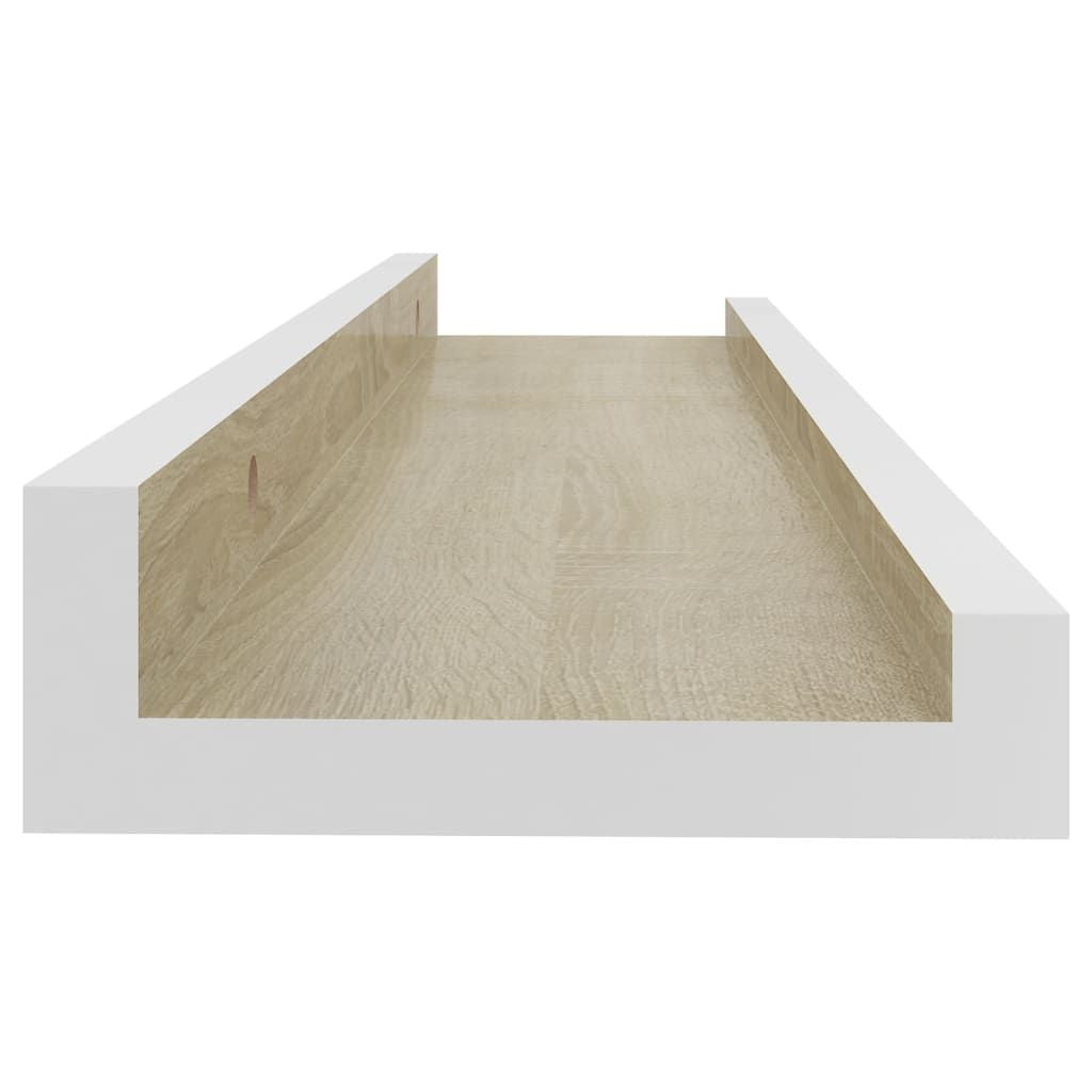 Modern White and Sonoma Oak Wall Shelves