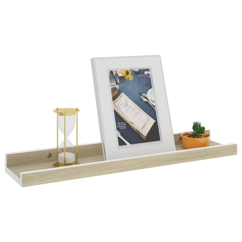Modern White and Sonoma Oak Wall Shelves