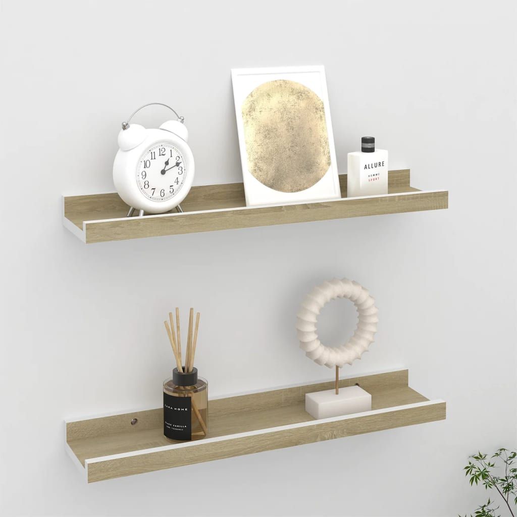 Modern White and Sonoma Oak Wall Shelves