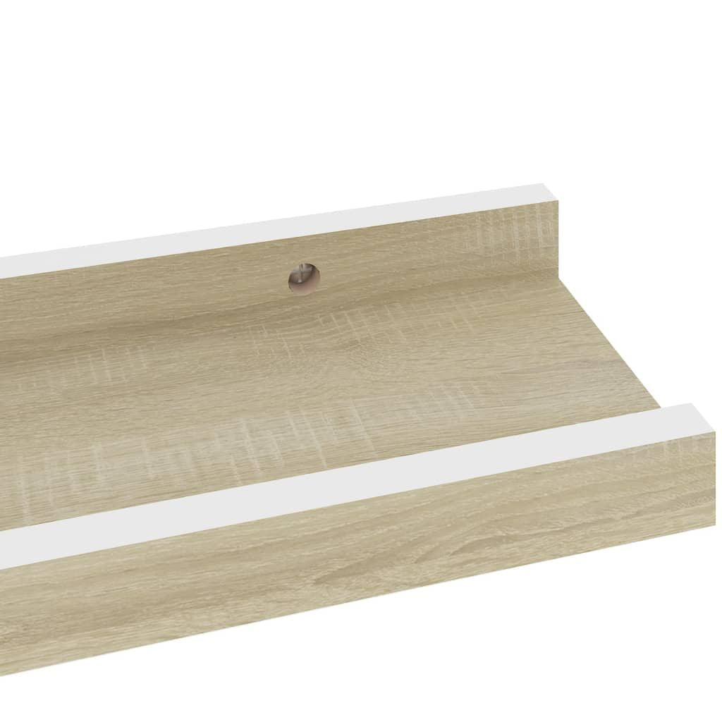 Modern White and Sonoma Oak Wall Shelves