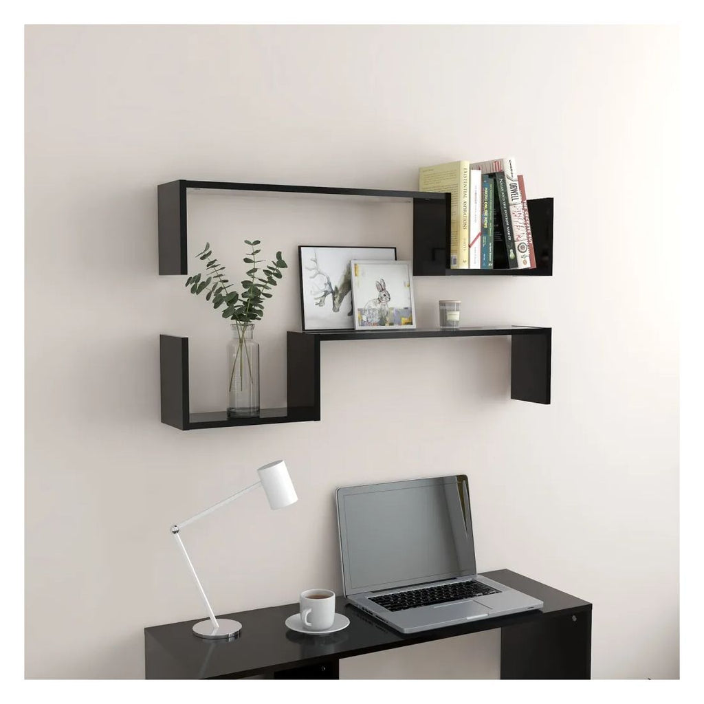 Black Floating Display Shelves with Concealed Mounting