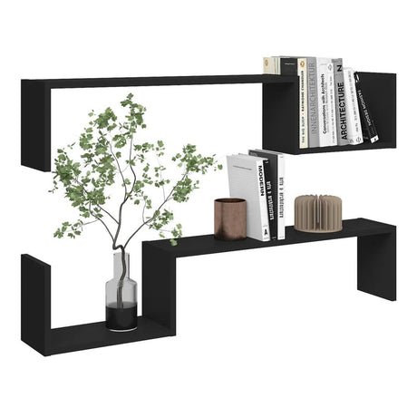 Black Floating Display Shelves with Concealed Mounting
