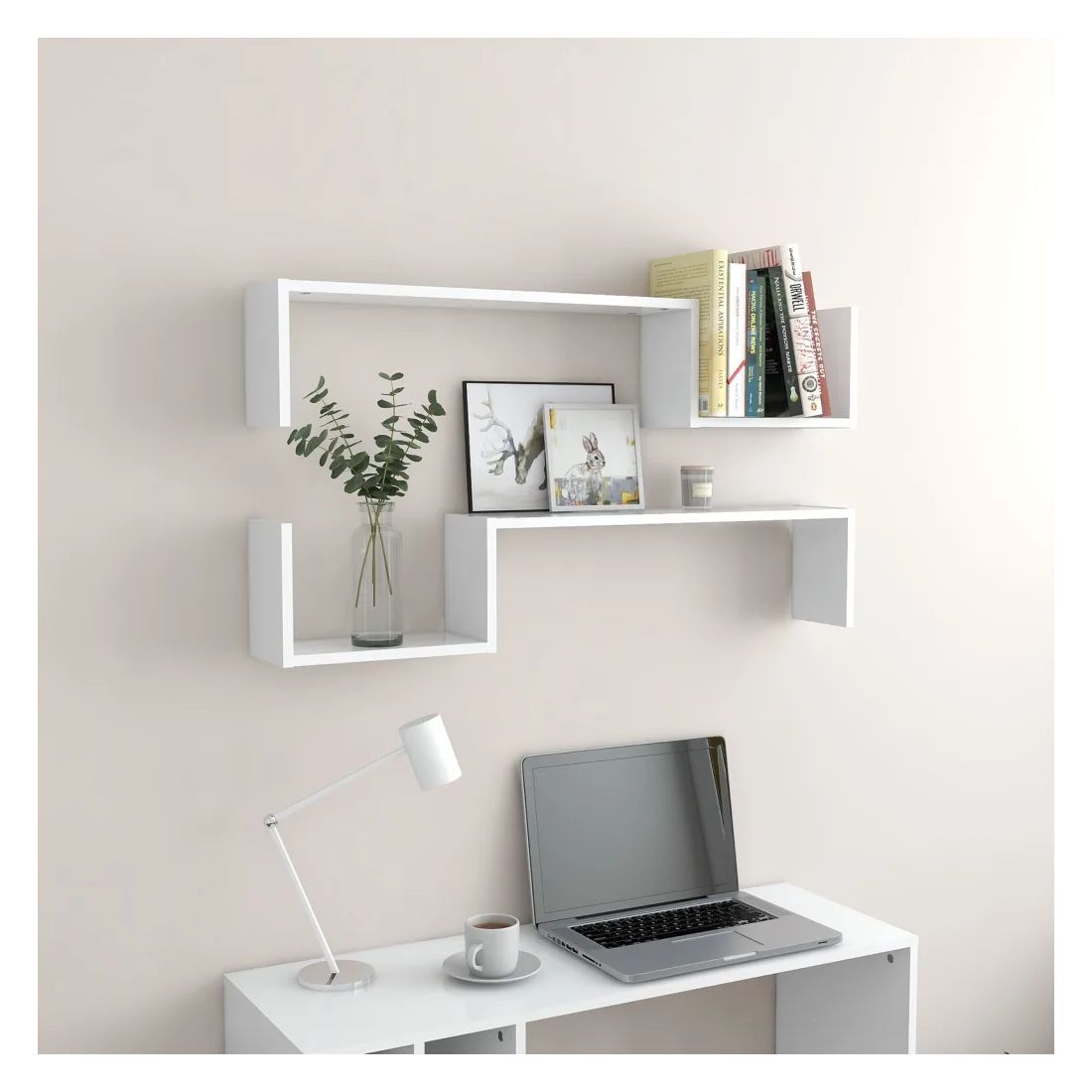White Floating Display Shelves with Concealed Mounting