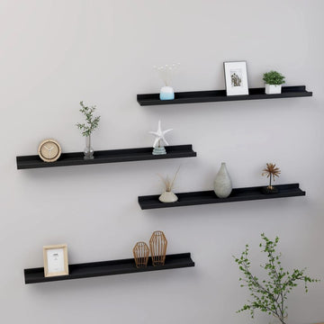Modern Black Wall Shelf Set for Displays and Storage