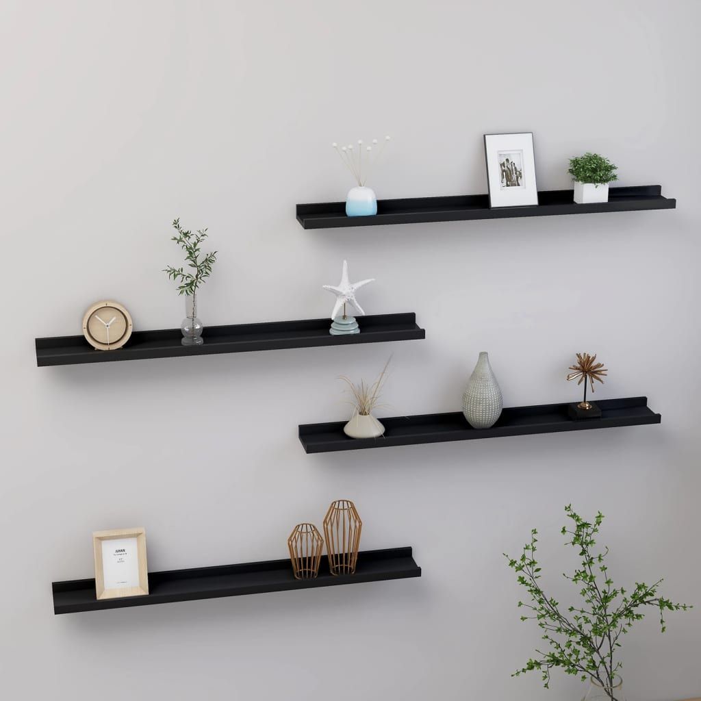 Modern Black Wall Shelf Set for Displays and Storage