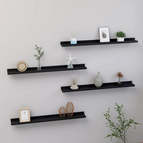 Modern Black Wall Shelf Set for Displays and Storage
