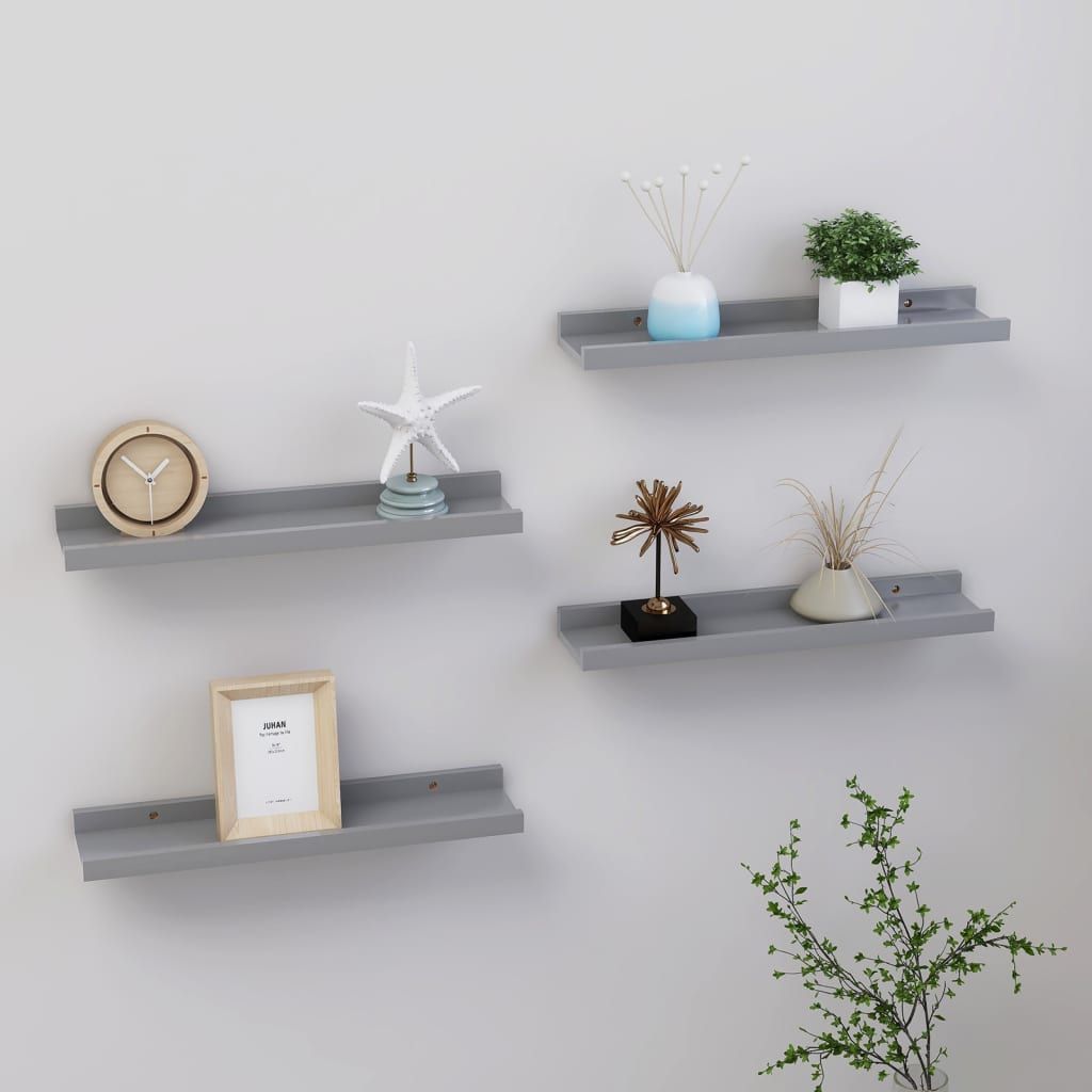 Modern Gray Wall Shelves for Books and Decorative Displays