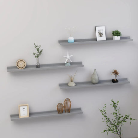 Modern Gray Wall Shelf Set for Display and Storage