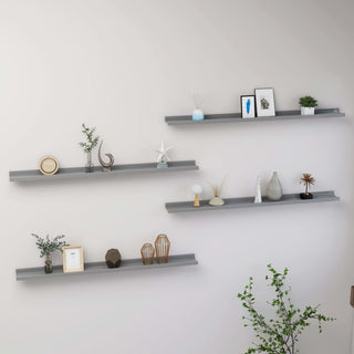 Modern Gray Wall Shelves, Set of Four
