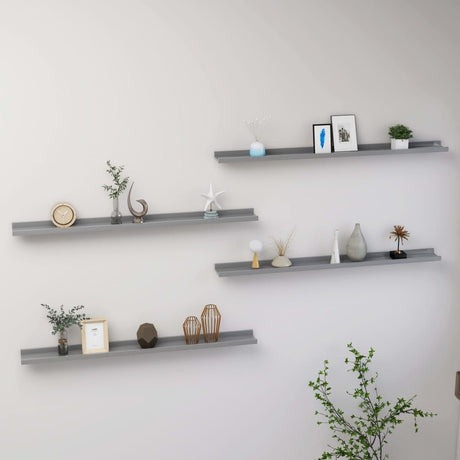 Modern Gray Wall Shelves, Set of Four