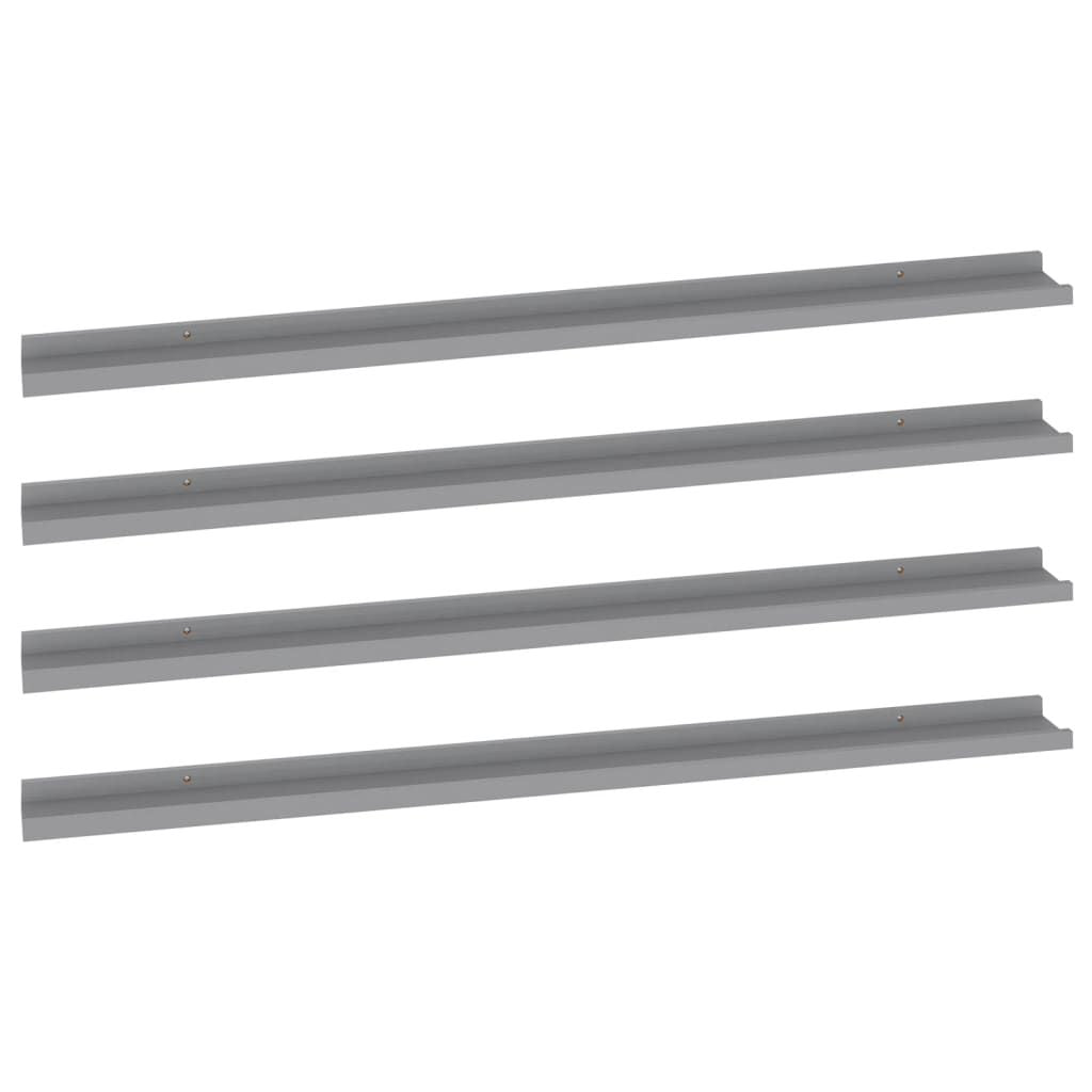 Gray Wall Shelves 4-Pack – Modern Decorative Shelving for Home