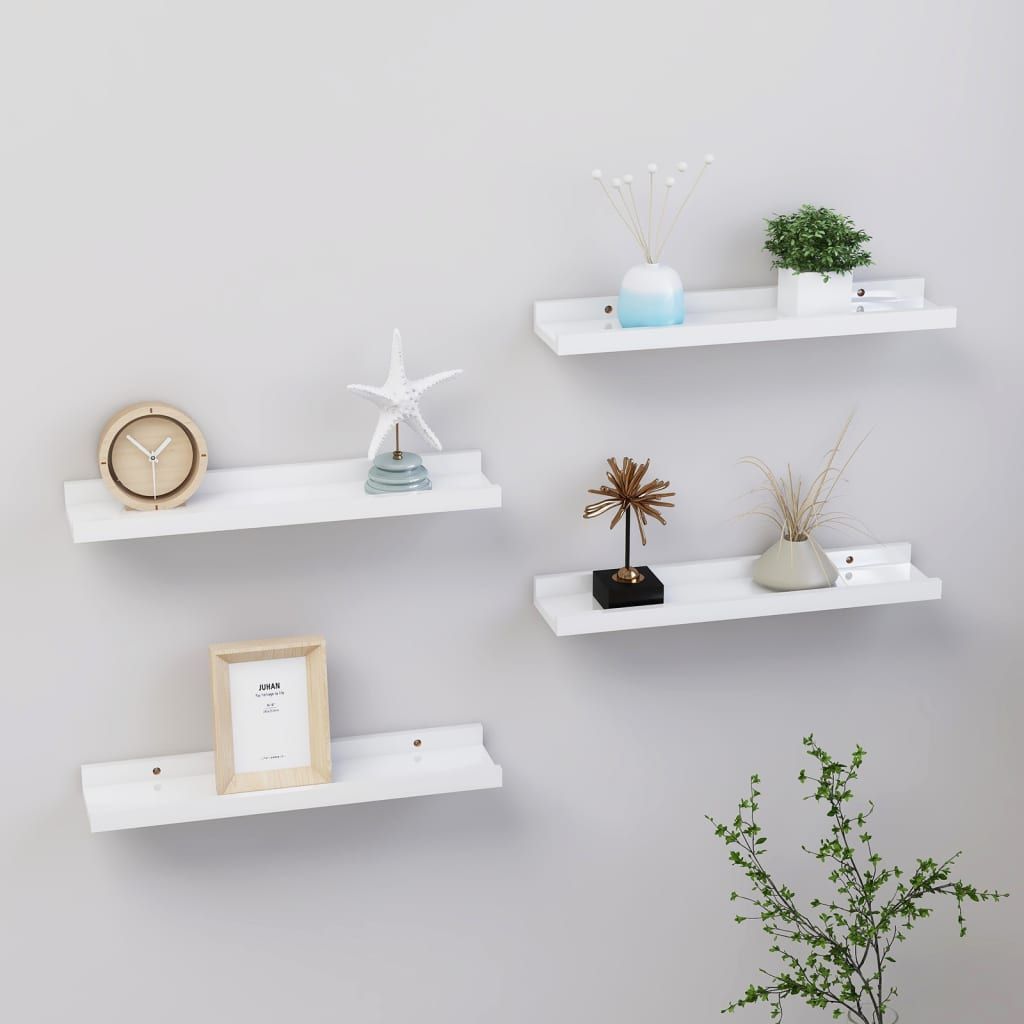 High-Gloss White Wall Shelves for Modern Displays