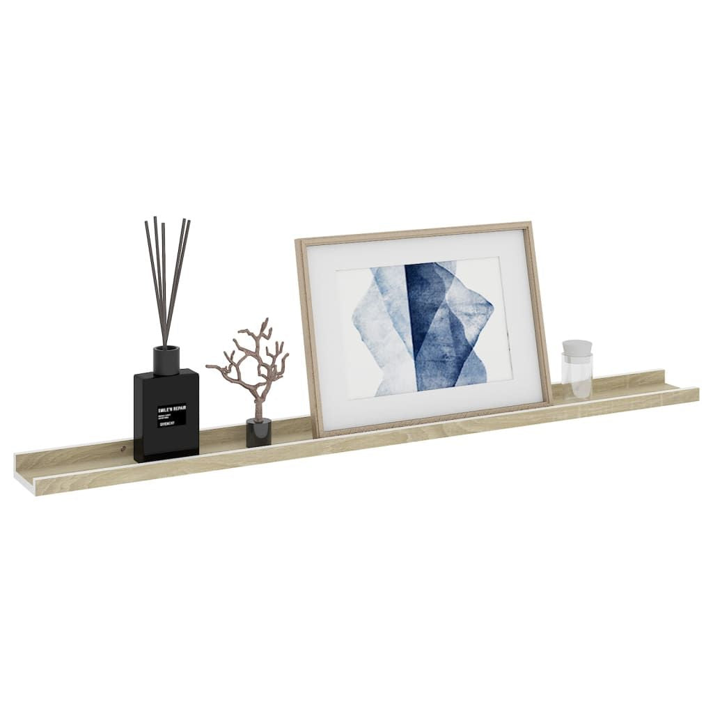 White and Sonoma Oak Wall Shelf Set