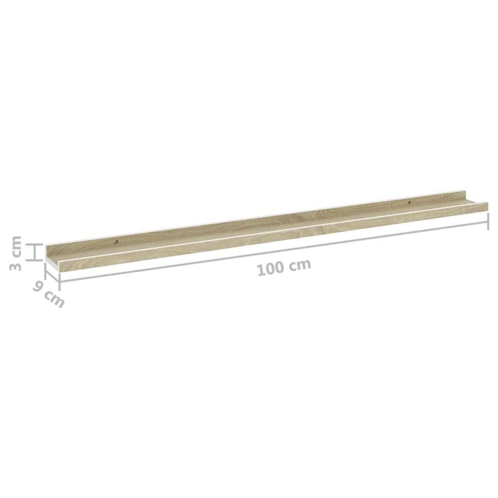 White and Sonoma Oak Wall Shelf Set