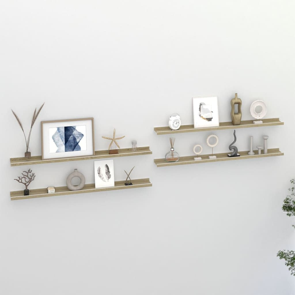 White and Sonoma Oak Wall Shelf Set