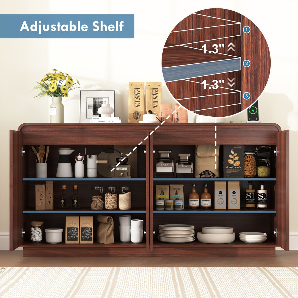 Walnut Fluted TV Stand with Integrated Power
