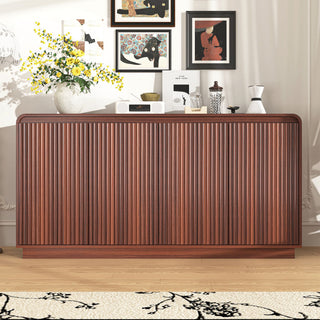 Walnut Fluted TV Stand with Integrated Power