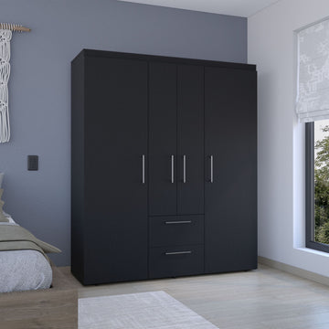 Deluxe Armoire with Dual-Side Storage and Metal Accents