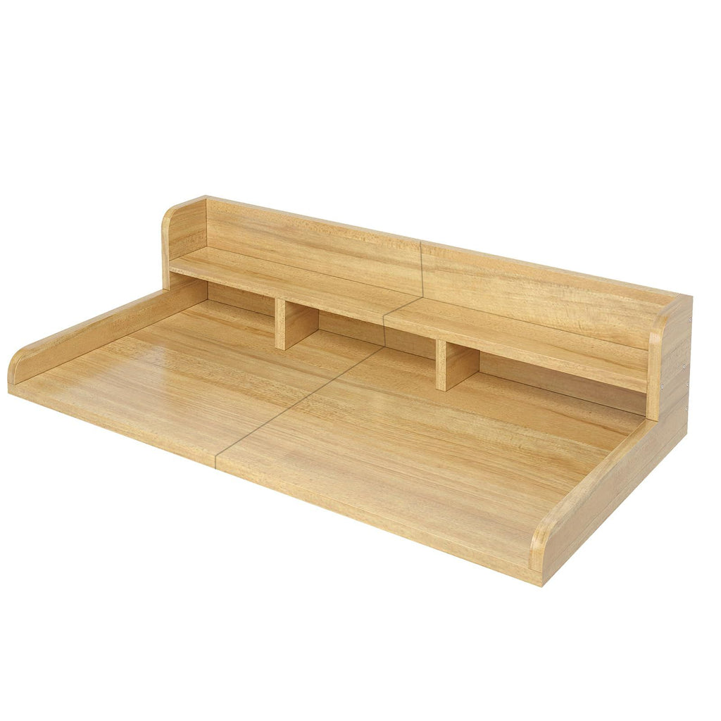 Spacious Laundry Countertop for Washer and Dryer – Natural Wood Shelf Topper