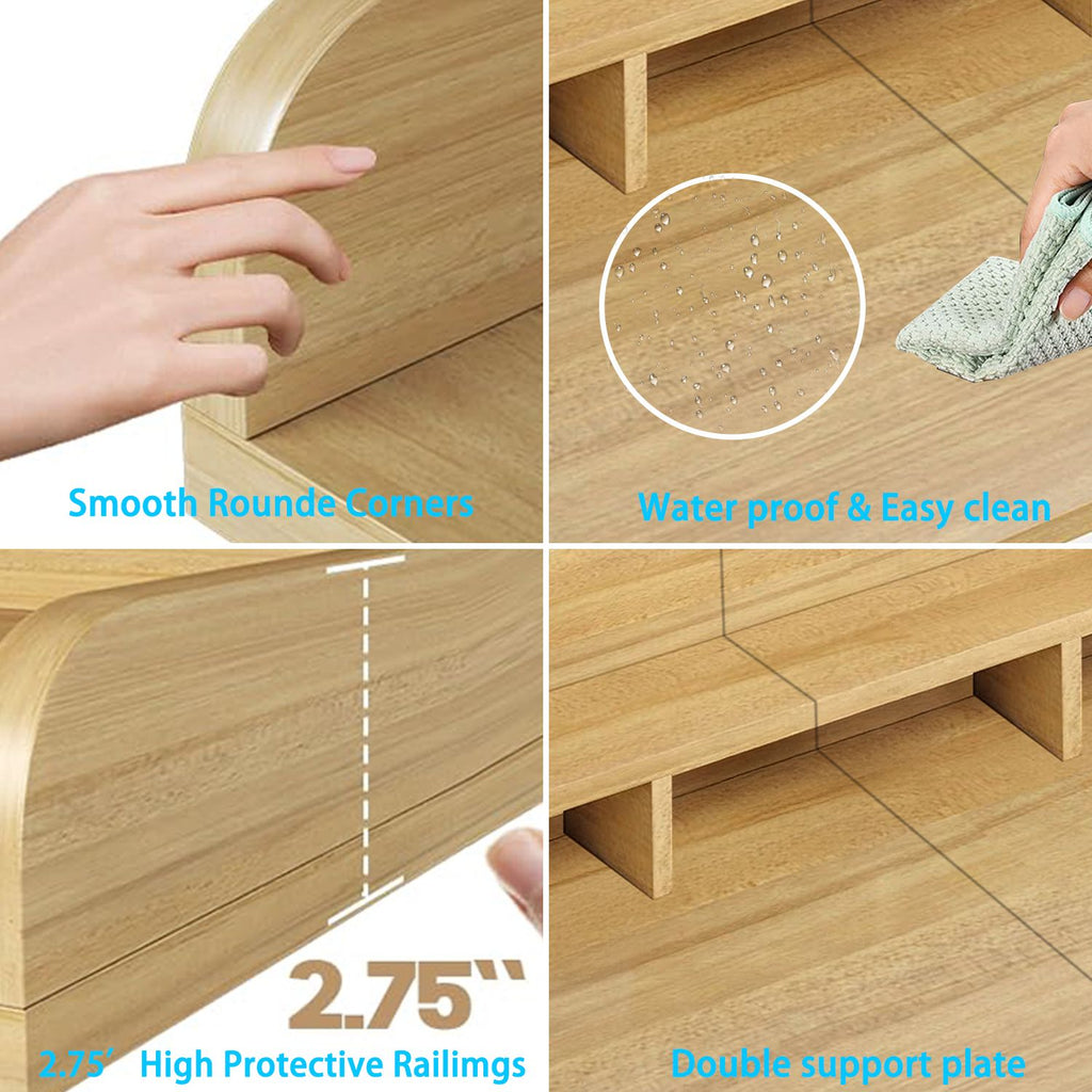 Spacious Laundry Countertop for Washer and Dryer – Natural Wood Shelf Topper