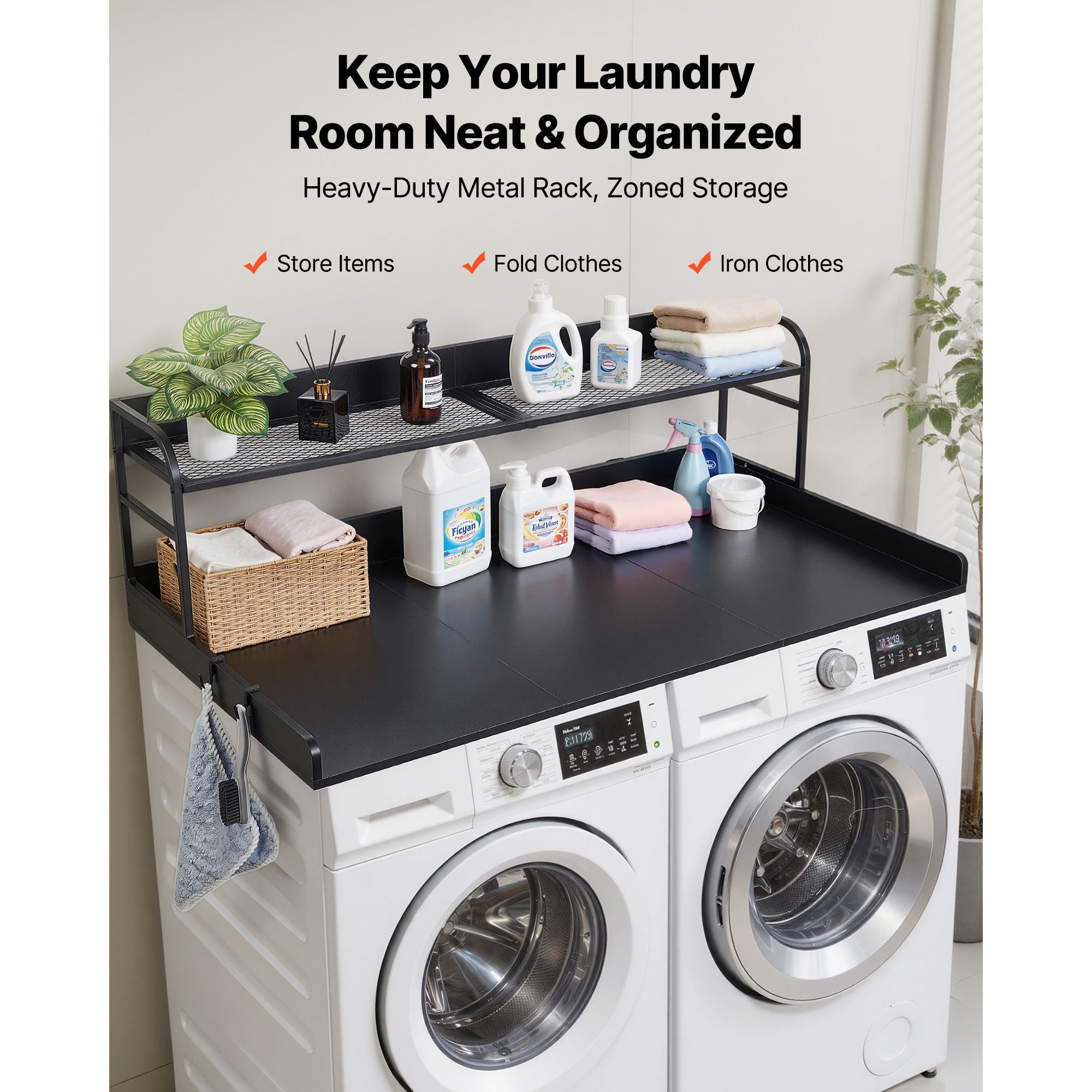 Washer Dryer Countertop with Shelf - Laundry Topper for Organization