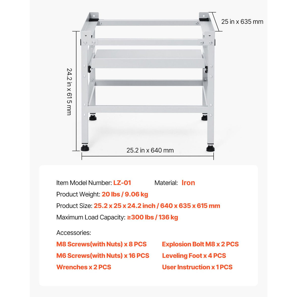 Washing Machine Pedestal Stand – Capacity, Double Storage Trays, Adjustable for Laundry Room