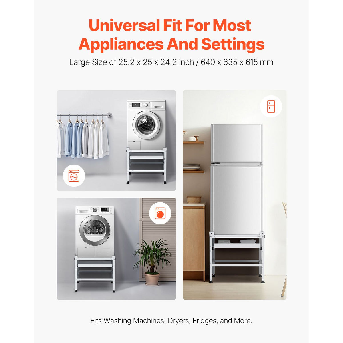 Washing Machine Pedestal Stand – Capacity, Double Storage Trays, Adjustable for Laundry Room