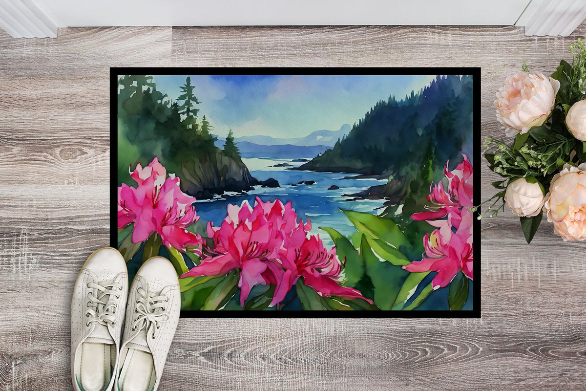 Washington Coast Rhododendrons Watercolor Doormat
