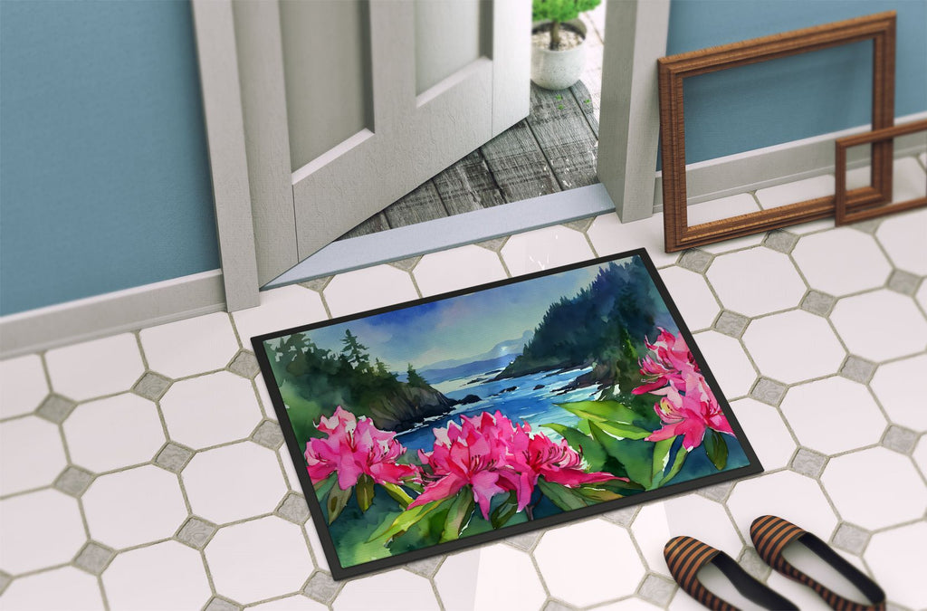 Washington Coast Rhododendrons Watercolor Doormat
