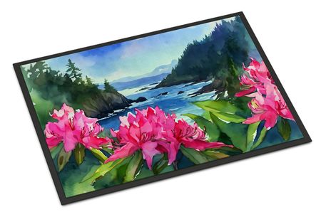 Washington Coast Rhododendrons Watercolor Doormat