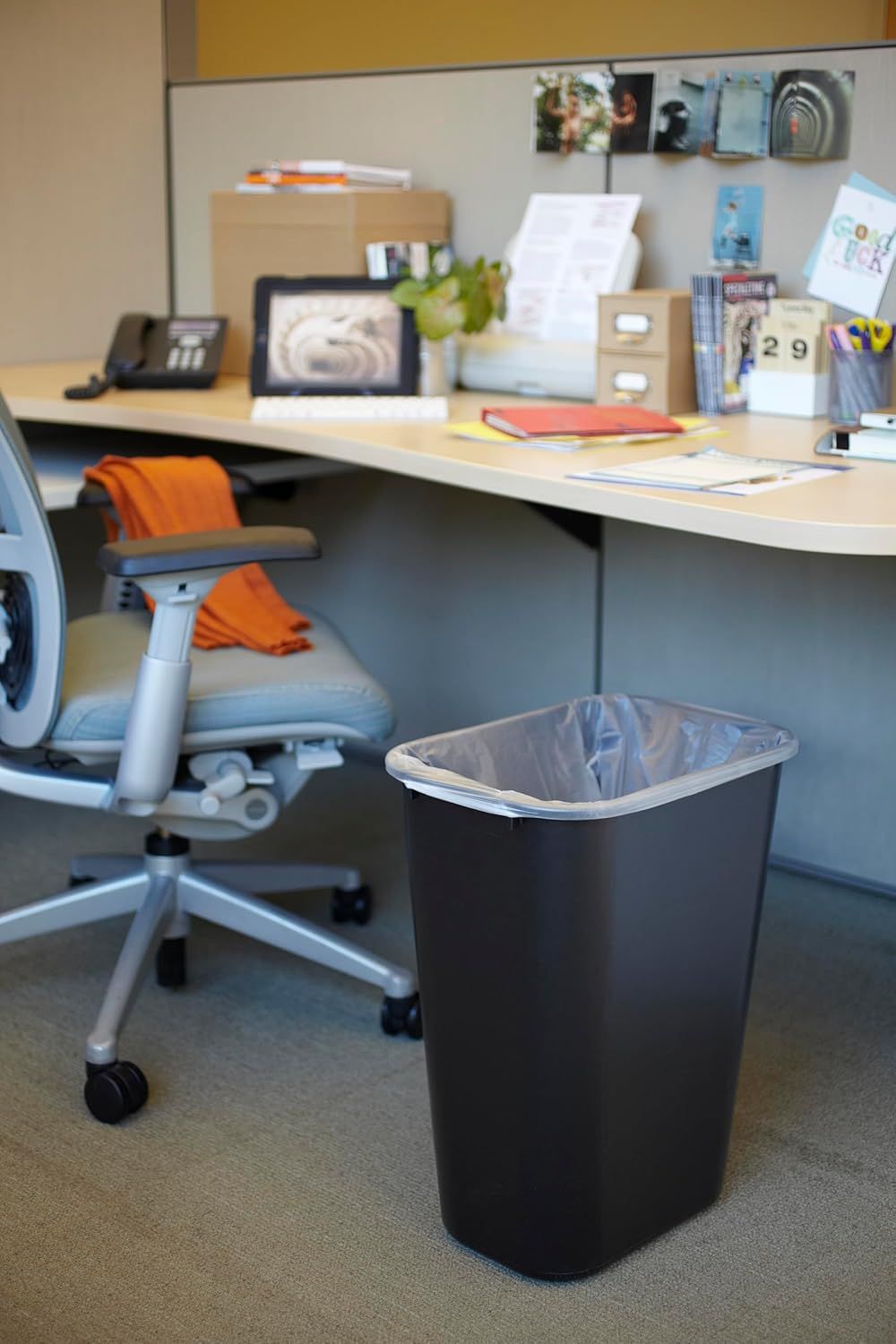 Black Stackable Wastebasket for Compact Spaces