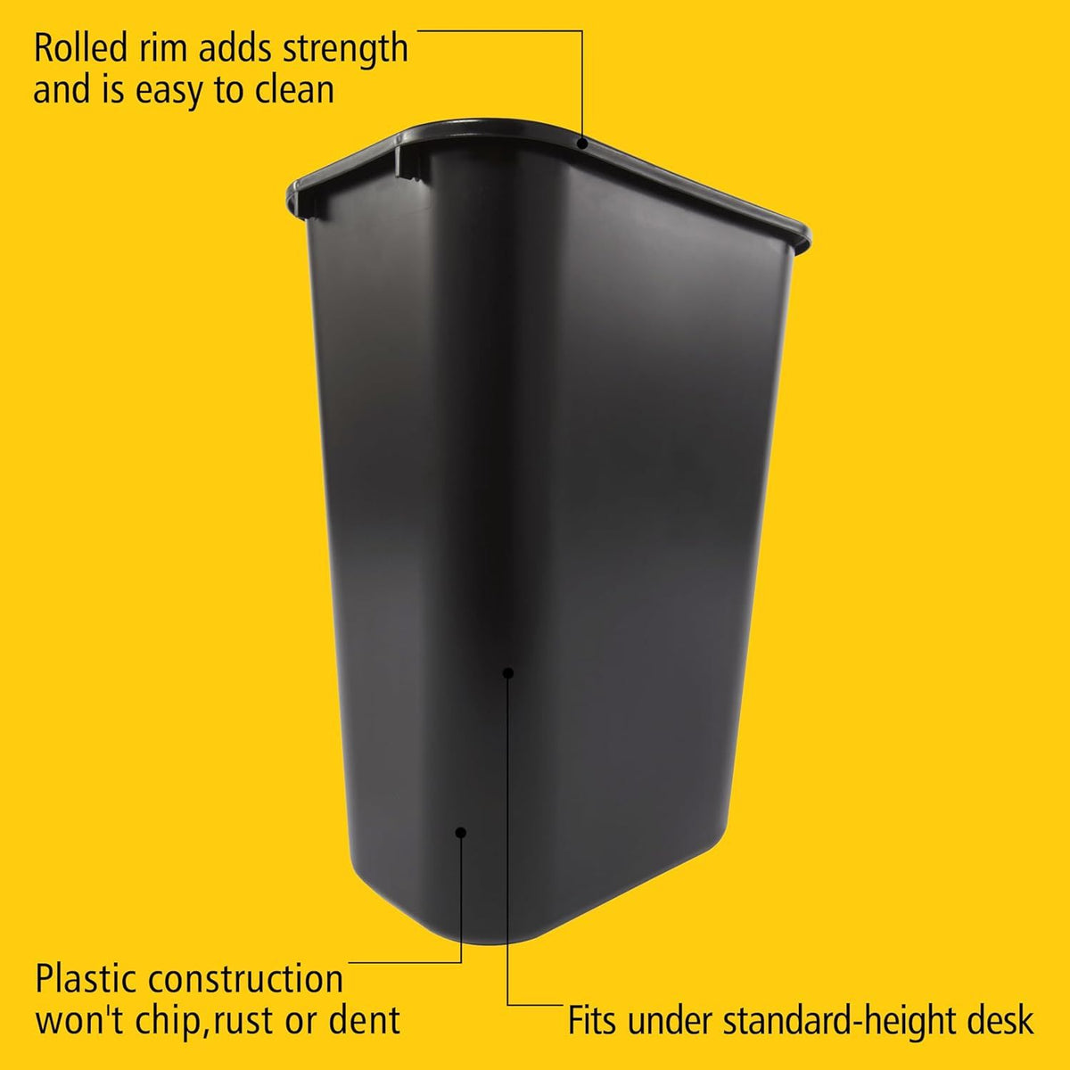 Black Stackable Wastebasket for Compact Spaces
