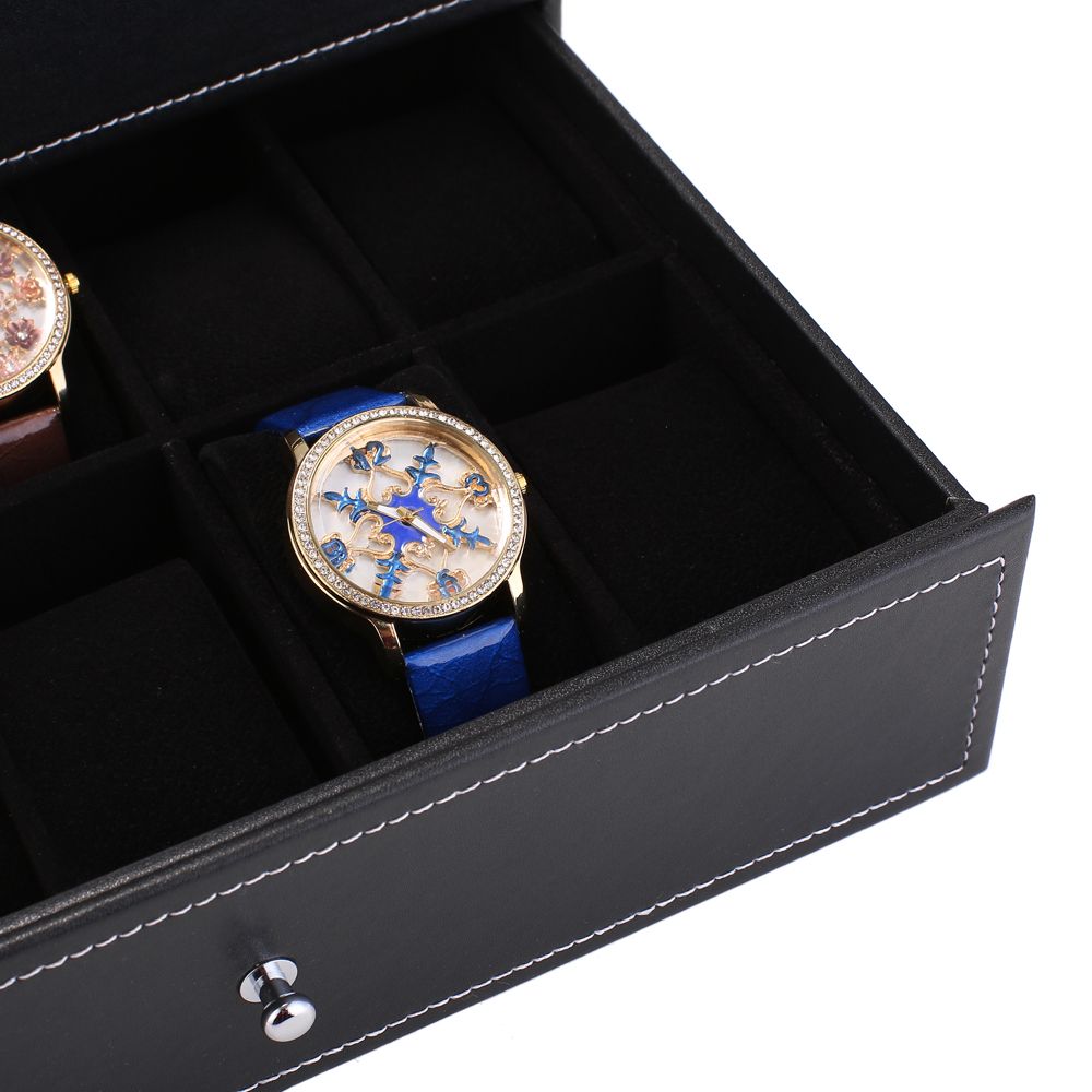 Lockable Watch Box with Glass Top – 20-Slot Display Organizer