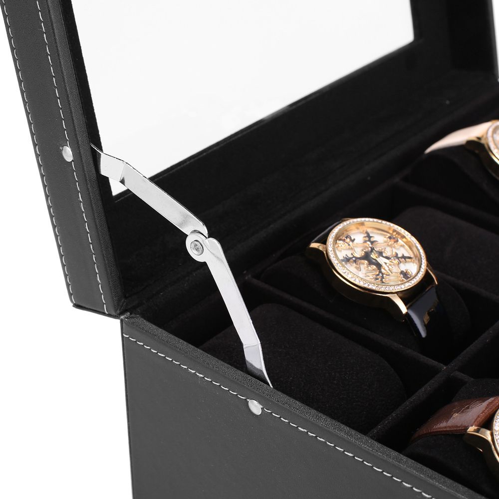 Lockable Watch Box with Glass Top – 20-Slot Display Organizer