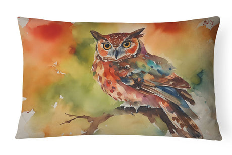 Watercolor Elf Owl Indoor and Outdoor Throw Pillow