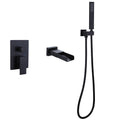 Matte Black Wall-Mount Waterfall Faucet with Two Sprayers
